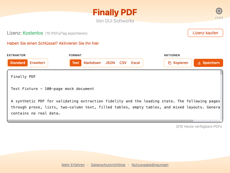 Screenshot des Erweiterungs-Popups